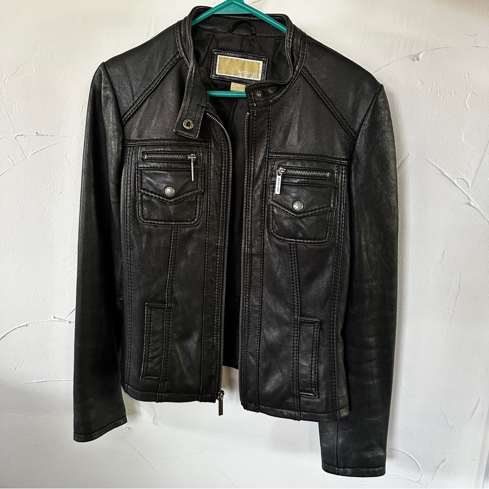 Michael Kors leather jacket, black, size small